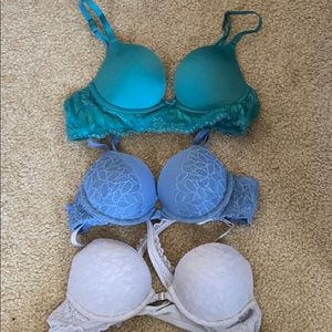 3 Aerie 34A Lacy Padded Push-up Bras like New